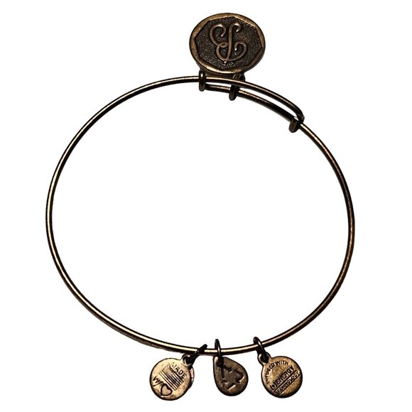 Alex And Ani Brass Charm Bangle Bracelet With Initial B Energy Technology Women - Picture 1 of 8